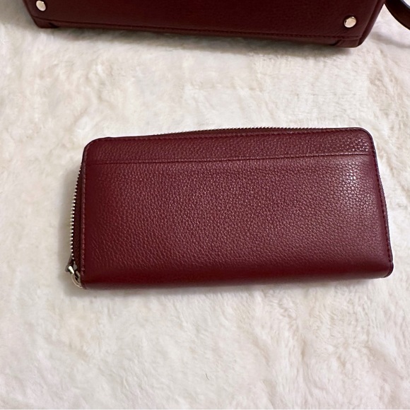 Kate Spade ♠️ JACKSON MEDIUM TRIPLE COMPARTMENT SATCHEL & MATCHING WALLET berry - Picture 6 of 15